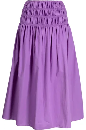 Bambah Gathered cotton-poplin midi skirt