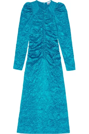 Ganni Crinckled satin midi dress