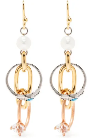 Marni Embellished-ring pearl earrings