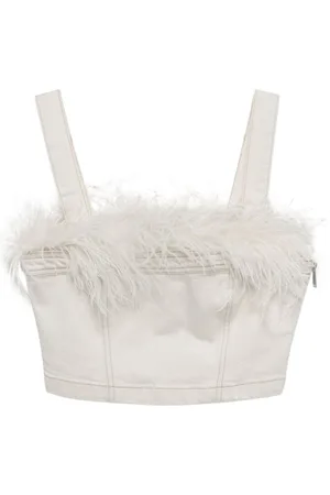 Simkhai Reeves feather-detail cropped top