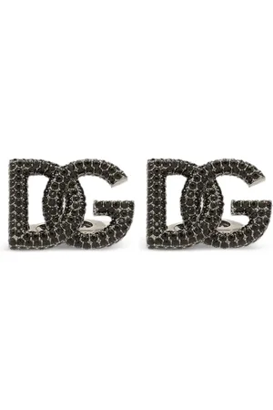 Dolce & Gabbana Logo-plaque crystal-embellished cufflinks