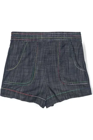 ZIMMERMANN Alight rainbow-stitch denim shorts