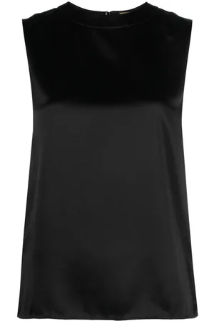 Saint Laurent Keyhole-detail silk tank top