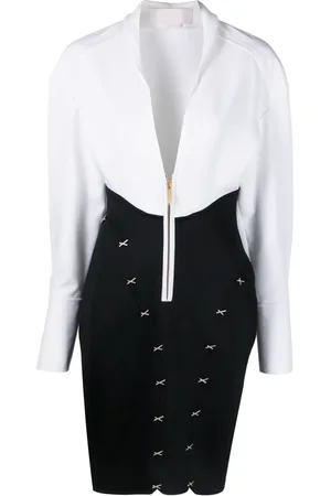 GENNY V-neck zip-up minidress