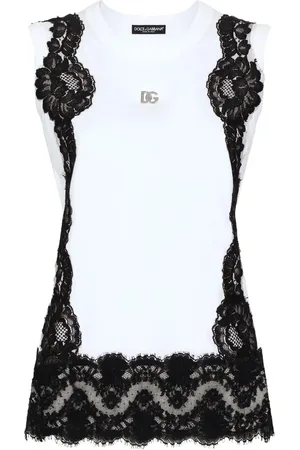 Dolce & Gabbana Lace-detailing cotton-blend T-shirt