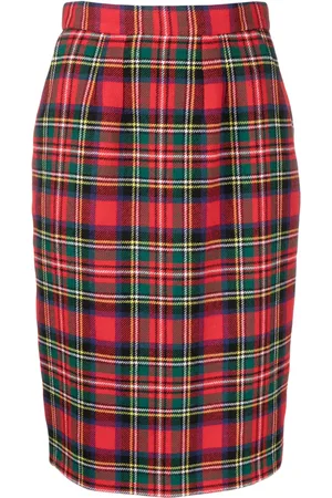 Saint Laurent Tartan-check pencil skirt