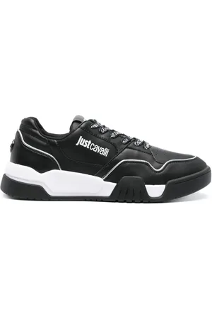 Roberto Cavalli Logo-print metallic leather sneakers