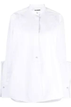 Jil Sander Band-collar panelled cotton shirt