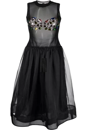 Cynthia Rowley Crystal-embellished organza midi dress