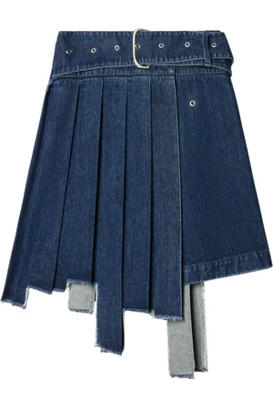 OFF-WHITE Pleated asymmetric denim skirt