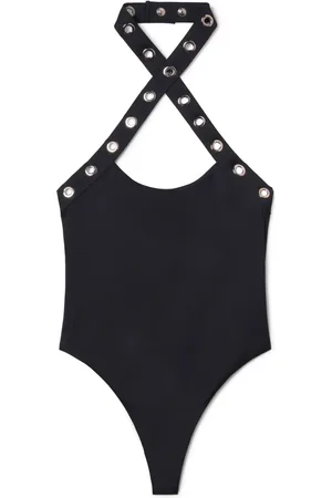 OFF-WHITE Eyelet-embellished halterneck swimsuit