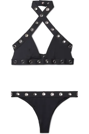 OFF-WHITE Eyelet-embellished halterneck bikini