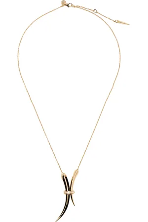 SHAUN LEANE Sabre Deco vermeil-plated diamond necklace