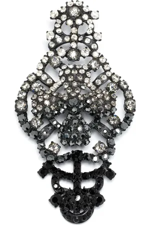 Christian Lacroix 1990s rhinestone-embellished skull brooch
