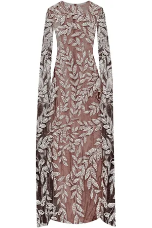 Oscar de la Renta Crystal-embellished long-sleeve dress