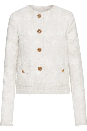 Oscar de la Renta Floral-embroidery tweed jacket