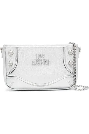 Moschino Logo-lettering metallic shoulder bag