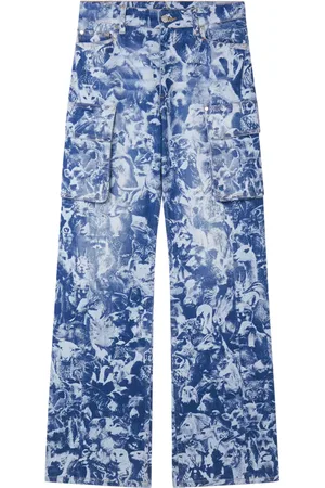 Stella McCartney Animal-print mid-rise cargo jeans