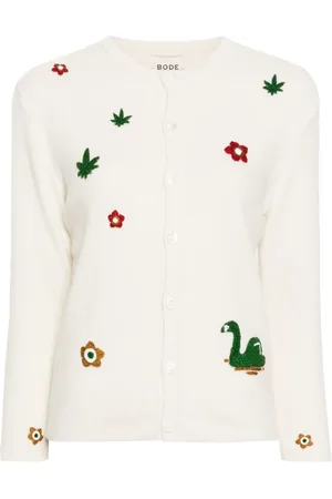 BODE Embroidered-design crew-neck cardigan