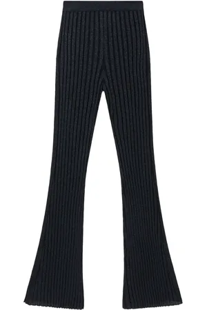 Stella McCartney Lurex ribbed-knit straight-leg trousers