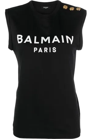 Balmain Logo-print cotton tank top