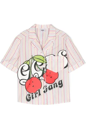 GCDS Stripe-pattern graphic-print shirt