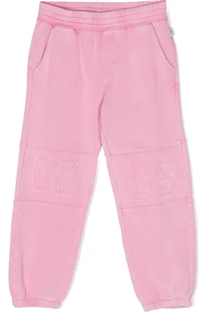 GCDS Debossed-logo cotton trousers