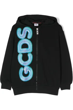 GCDS Logo-print zip-up hoodie