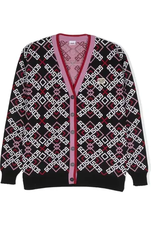 GCDS TEEN intarsia-knit logo cardigan