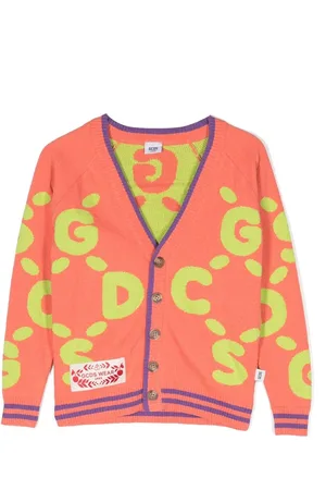 GCDS Debossed-logo print cardigan
