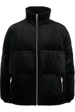 GCDS Logo-embossed velvet padded jacket