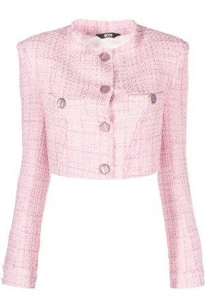 GCDS Button-up cropped tweed jacket