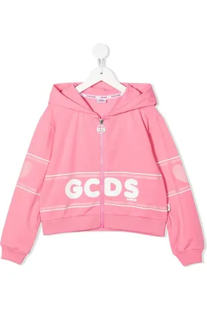 GCDS Logo-print zip-up hoodie