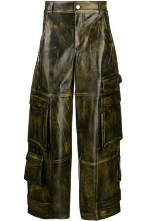 GCDS Rub-Off Ultracargo leather trousers