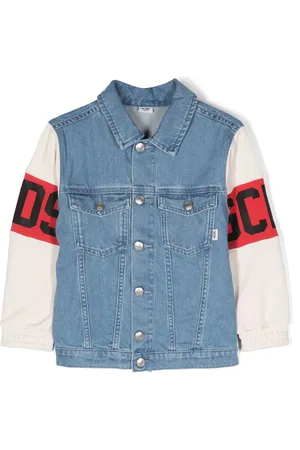 GCDS Logo-print buttoned denim jacket