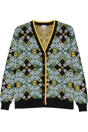 GCDS TEEN intarsia-knit logo cardigan