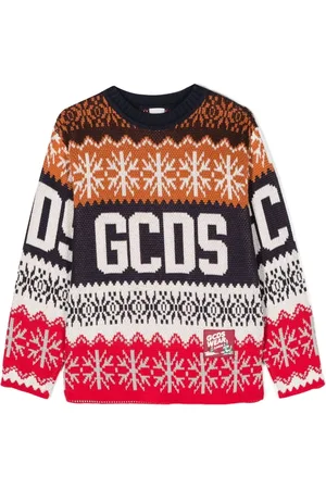 GCDS Intarsia-knit branded jumper
