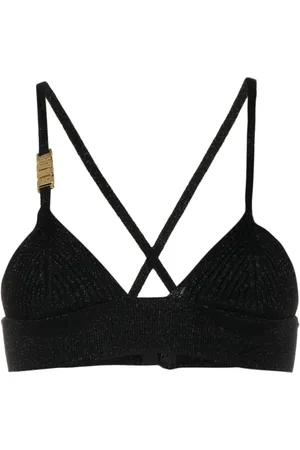 GCDS Logo-plaque lurex cropped top