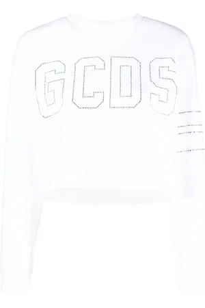 GCDS Studded-logo cropped sweatshirt