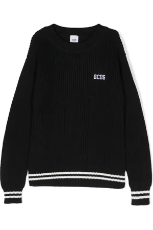 GCDS Logo intarsia-knit cotton jumper
