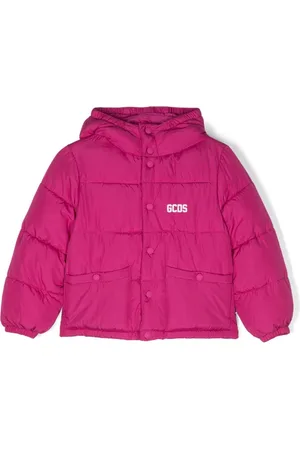 GCDS Logo-print padded hooded jacket