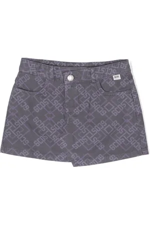 GCDS Logo-print asymmetric skirt