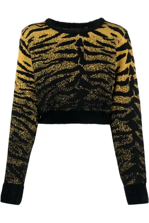 GCDS Lurex-detail zebra-jacquard cropped jumper