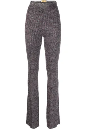 GCDS Lurex-detailing flared knitted trousers