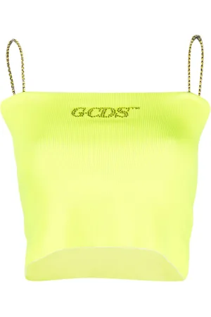 GCDS Crystal-embellished logo tank top