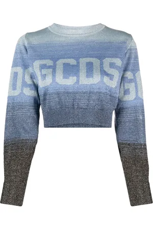 GCDS Intarsia-knit logo cropped jumper