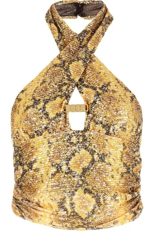 GCDS Snakeskin-print halterneck top