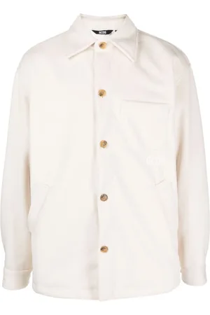 GCDS Logo-embroidered overshirt