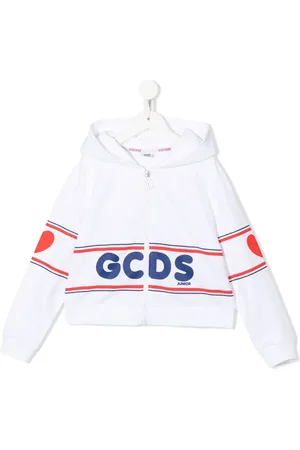 GCDS Logo-print zip-up hoodie