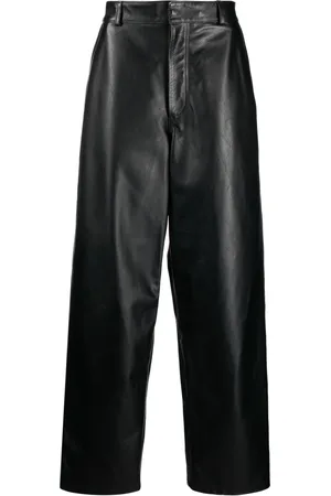 GCDS Wide-leg leather trousers